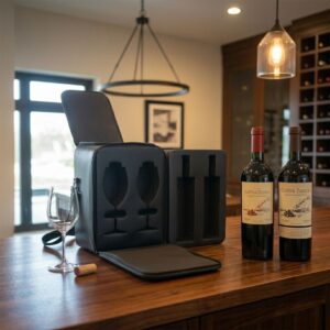 Cave Noire em Couro Natural acompanhado de 2 garrafas de vinho Catena Zapata